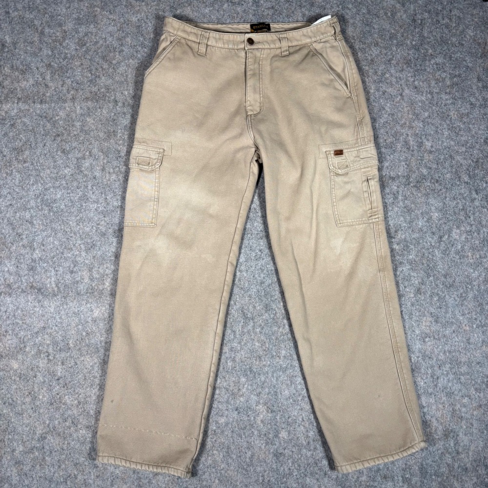 Stanley‎ Cargo Pants Mens 34x32 (32x29) Fleece Lined Canvas Workwear Utility